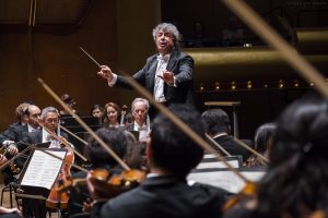 Bertrand Chamayou making his New York Philharmonic debut with Semyon Bychkov leading the orchestra at David Geffen Hall, 5/17/18. Photo by Chris Lee