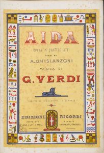 Εξώφυλλο σπαρτίτου της όπερας «Aida» (περ. 1872).