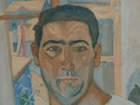 Σπύρος Παπαλουκάς,Αυτοπροσωπογραφία στη Μυτιλήνη,1925, Λάδι σε χαρτόνι,37x36εκ, Συλλογή Ιδρύματος Β;Μ Θεοχαράκη